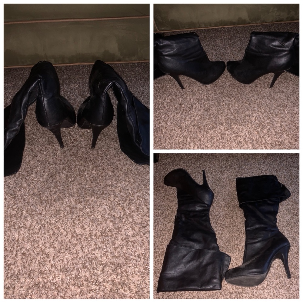 Knee high faux leather boots